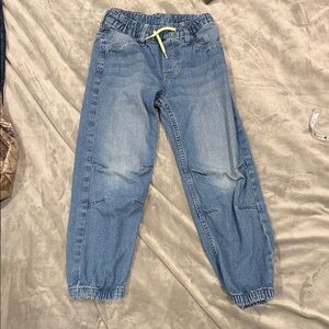 H&M Light Blue Denim Jogger Pants with Neon Drawstring